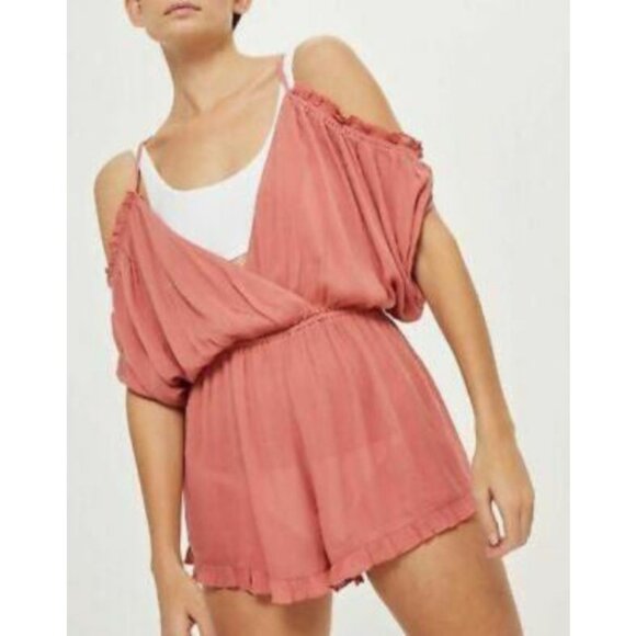 Topshop Other - Topshop Blush Pink Cold Shoulder Romper